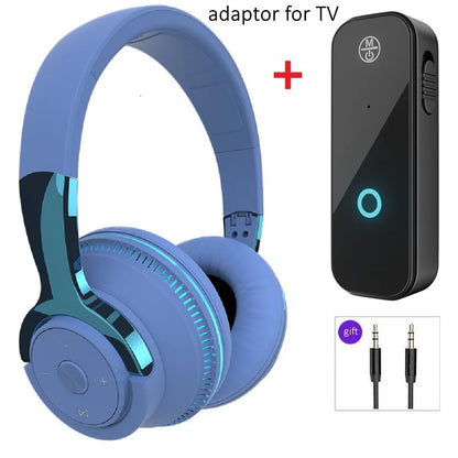 Casque Bluetooth sans fil avec micro, adaptateur USB, suppression du bruit, stéréo, pliable, basses puissantes pour TV