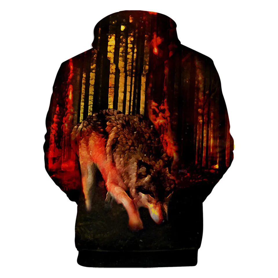 Cool Space Galaxy Wolf Hoodie Hoodies Men Bright Wolf Fashion Handsome Wolf Hoodies Spring Autumn Pullovers Sweatshirts Sweat