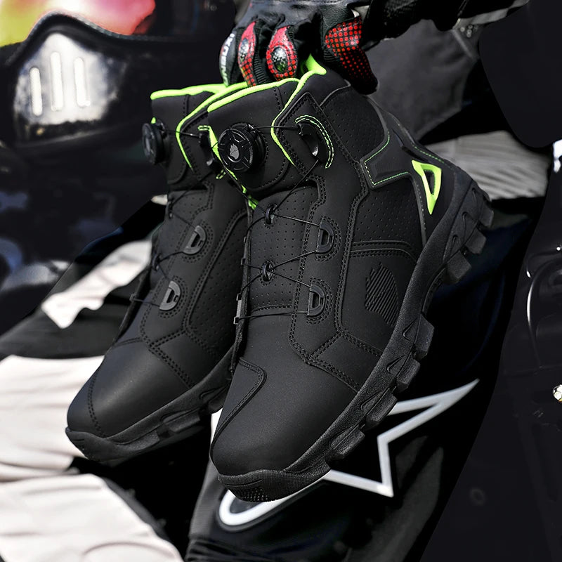 Bottes de moto professionnelles pour hommes, chaussures de course tout-terrain, équipement de moto urbaine, en cuir microfibre ultra-fin
