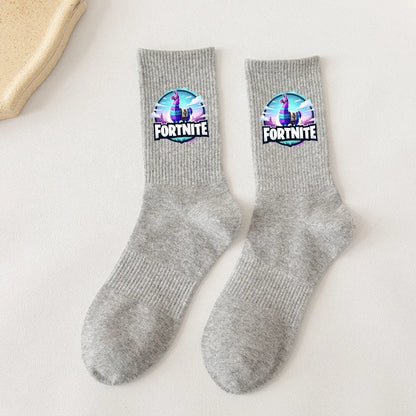 Fortnite Socks Cartoon Game Character Long Sock for Kids tudents in Spring and Autumn Solid Color Cotton Socks Birthday Gifts