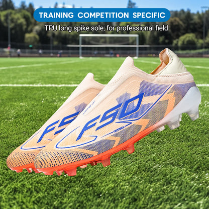 AG/FG Soccer Cleats for Men Women Kids Youth PU Fabric Upper TPU Sole Non-Slip Wear-Resistant for Natural Grass Sports Pitch Tra