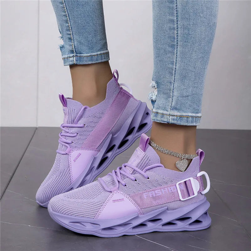 Modieuze paarse casual sneakers in de aanbieding voor dames en heren – Blade hardloopschoenen, grote maat 48, lichte ademende sportschoenen voor heren, mesh sneaker