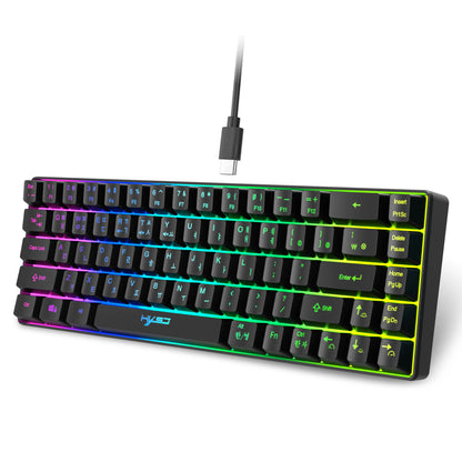 68 Keys Gaming Keyboard USB Wired Portable 20 RGB Backlight Korean Keyboard for Windows Laptops Computer