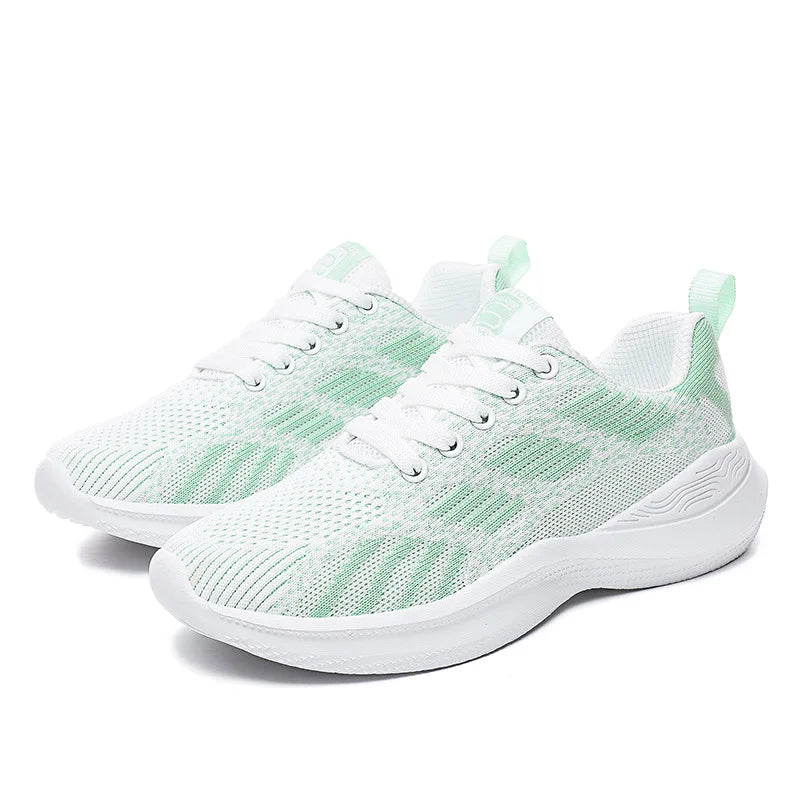 Fashion Women's Lightweight Sneakers Running Outdoor Sports Breathable Mesh Comfortable Air Cushion Lace-Up Shoes