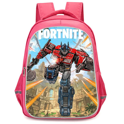 16" Fortnite Cartoon Red Backpack Unisex Dual Zipper Large Capacity School Bag Kids Bookbag Boys Girls Ages 5-8
