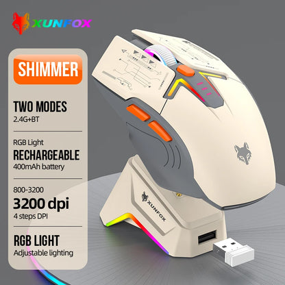 XUNSVFOX H2 wireless Bluetooth dual-mode mouse RGB lighting effect laptop gaming office magnetic charging