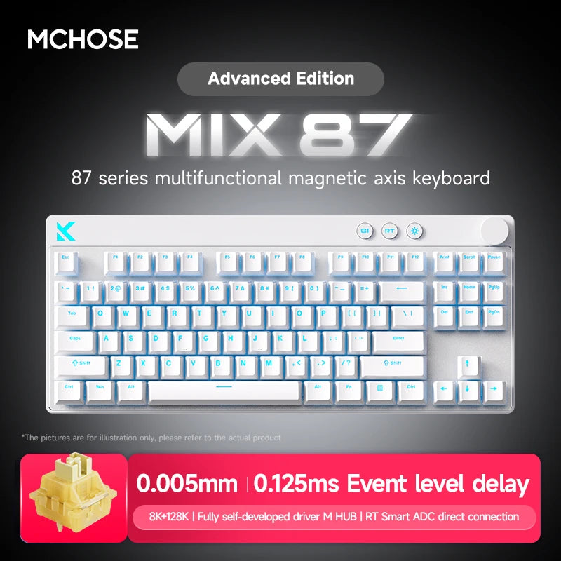Mchose Mix87 magnetisch toetsenbord, bedraad gamingtoetsenbord, 8K+256K, e-sport, 0,08 ms lage latentie, e-sport, op maat gemaakte gameraccessoires