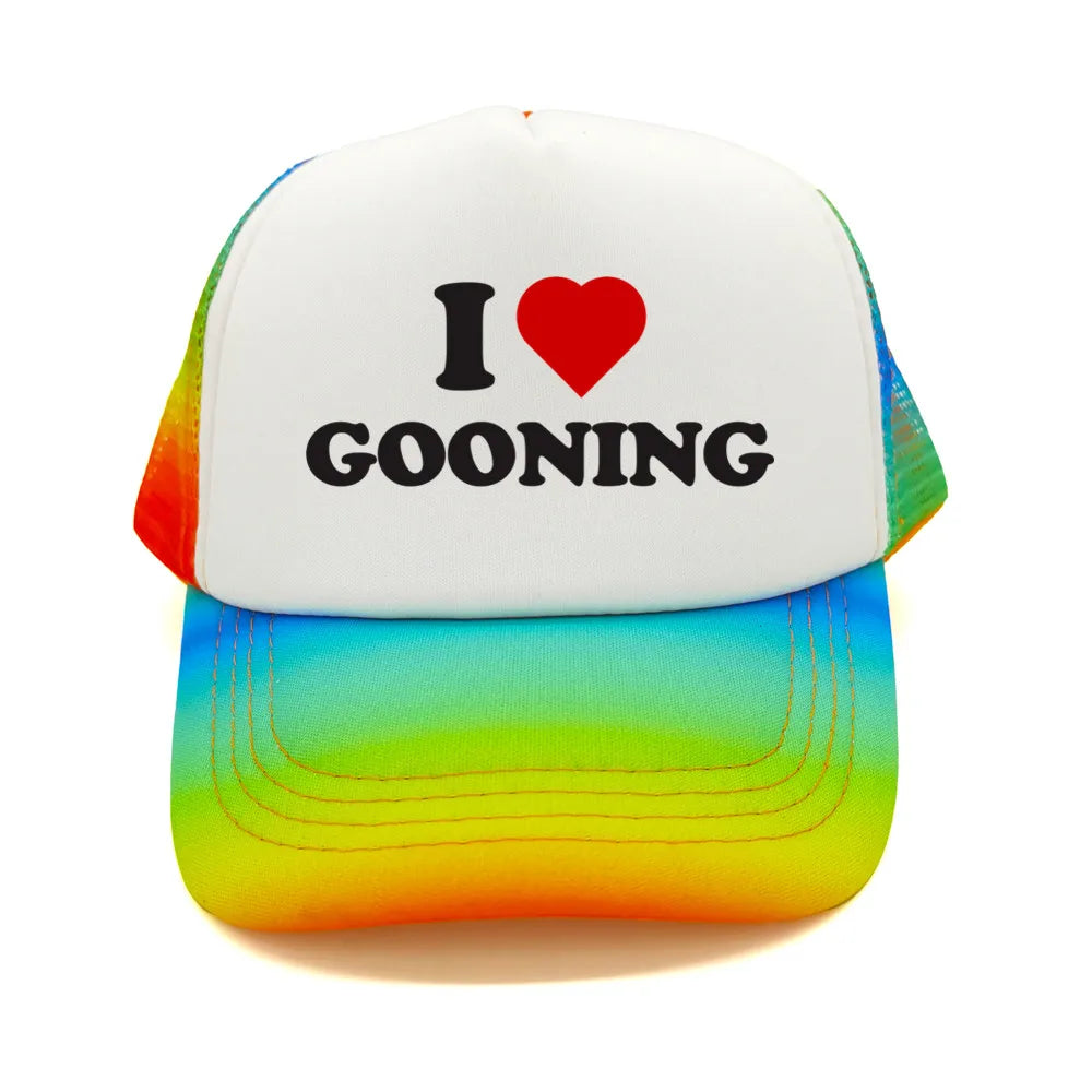 Funny I Love Gooning Baseball Caps Cool Summer Men Mesh Net Hat Humor Trucker Cap Unisex Outdoor Mesh Net Caps MZ-080