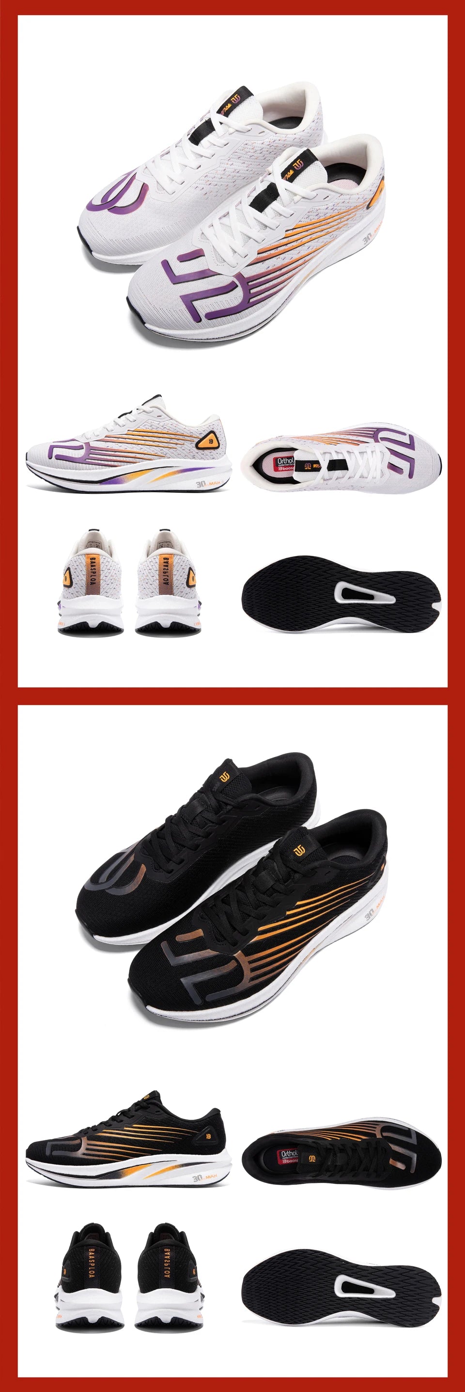 Baasploa Scarpe da running professionali da uomo, leggere e traspiranti, scarpe sportive da jogging da donna con piastra in carbonio, sneakers antiscivolo