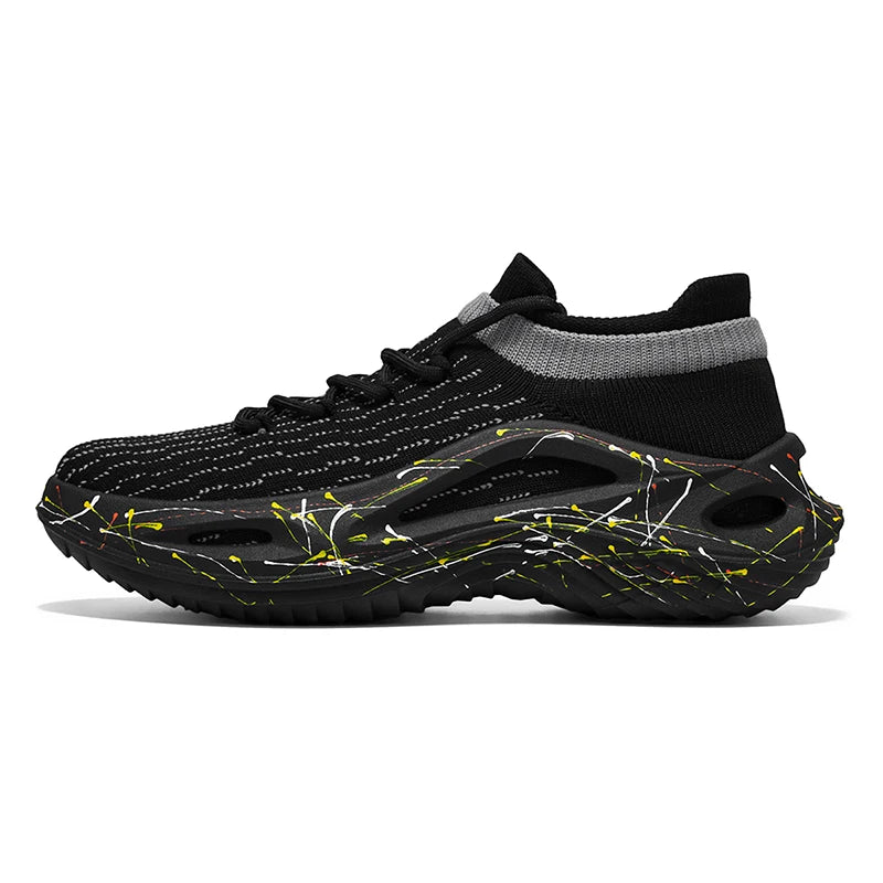 Men's Sports Shoes Soft Light Mesh Thick Sole Anti-Slip Tennis Shoes Spring New Fashion Lace-Up Outdoor Fitness Running Shoes