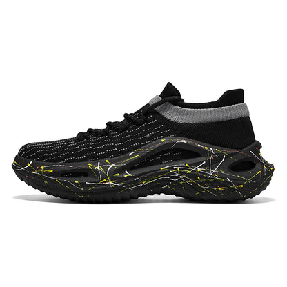 Men's Sports Shoes Soft Light Mesh Thick Sole Anti-Slip Tennis Shoes Spring New Fashion Lace-Up Outdoor Fitness Running Shoes