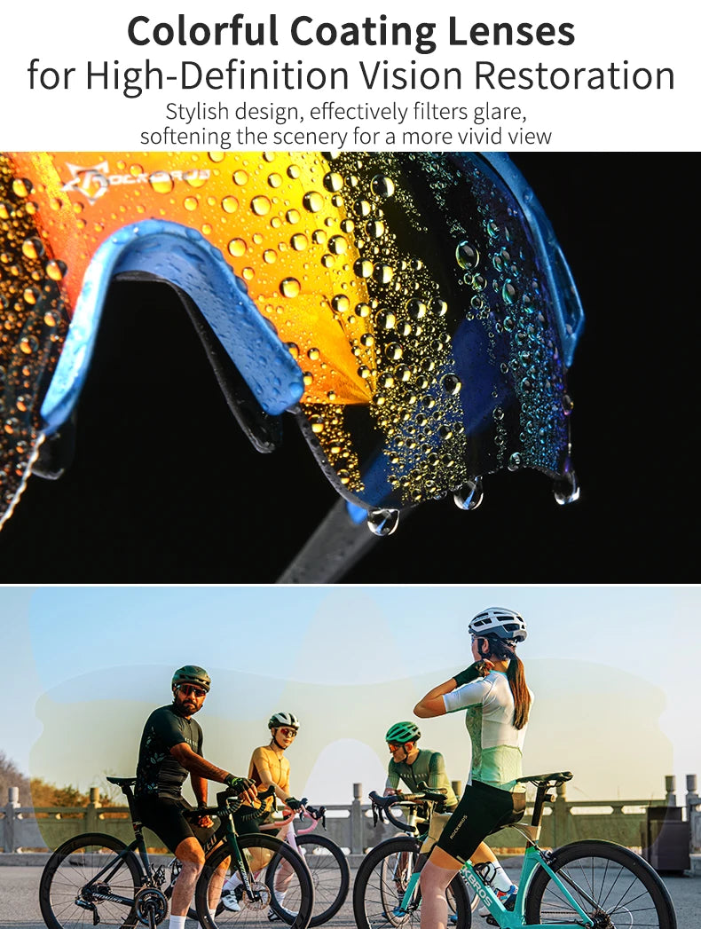 ROCKBROS polariserade cykelglasögon för män, sportglasögon för landsvägscykling, MTB, mountainbike, cykelskyddsglasögon, 5 linser