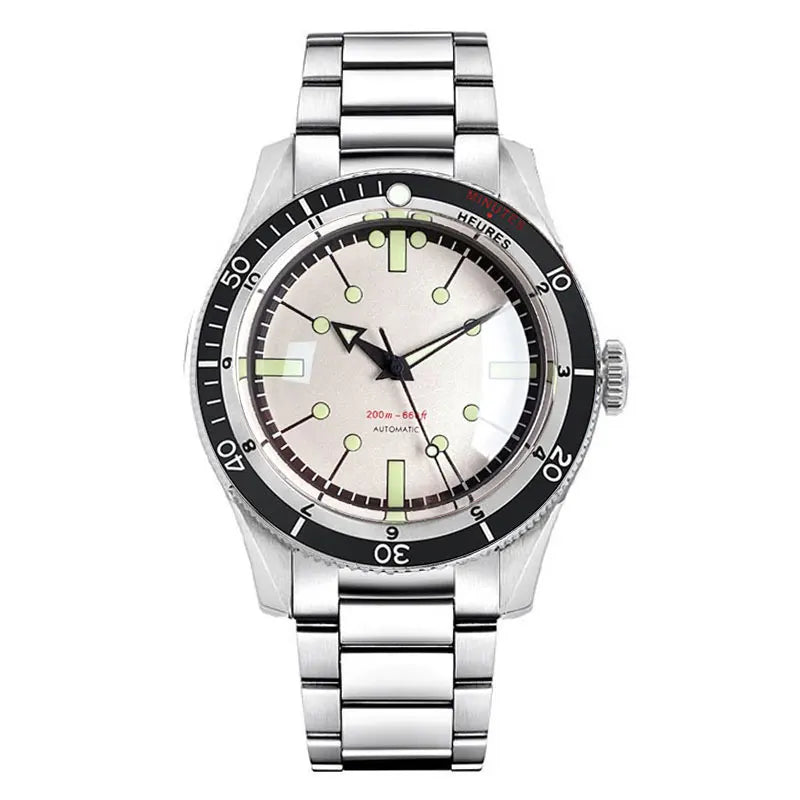 200M Water Resistant Mechanical Wristwatch Miyota 8215 Domed Sapphire Glass 120 clicks Bezel Steel Band Luminous Marks