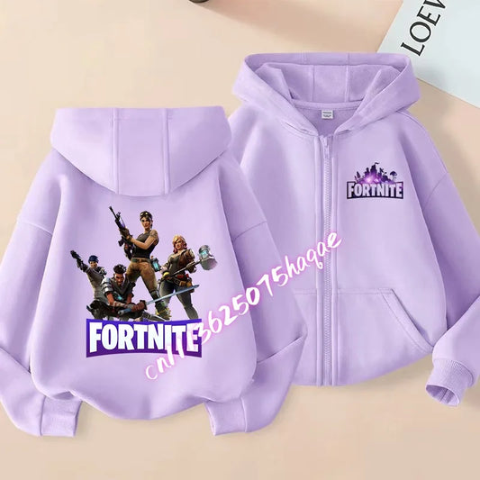 Kid Outdoor Jacket Cartoon FORTNITED Girl Boy Sweatshirt Coat High-Quality Thin Windbreaker Girl Autumn Zip Jacket Clothing Tops