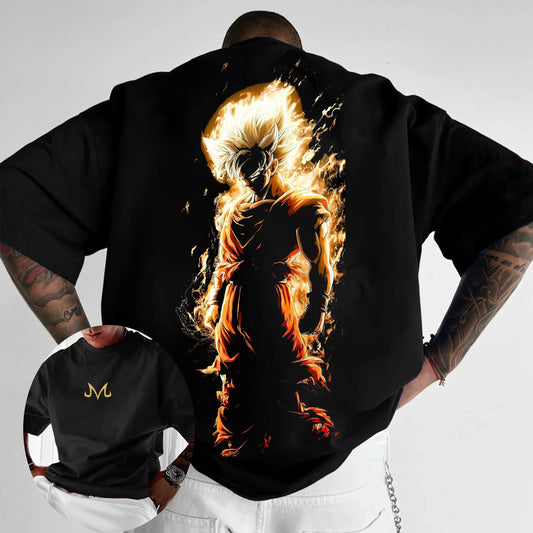 2026 Summer Dragon Ball 40th Super Saiyan Gohan Black Cotton Back Print Vintage Oversized Casual Unisex T-Shirt for Fans Y2k