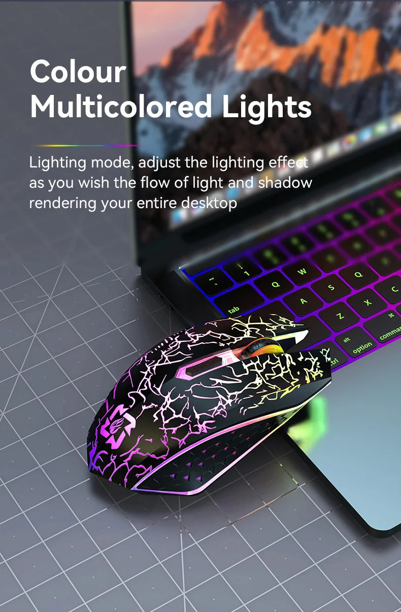 2.4GHz Bluetooth Wireless Mouse Rechargeable RGB Backlight Mice 1600 DPI Ergonomic Design Gaming Mouse for PC Laptop Macbook