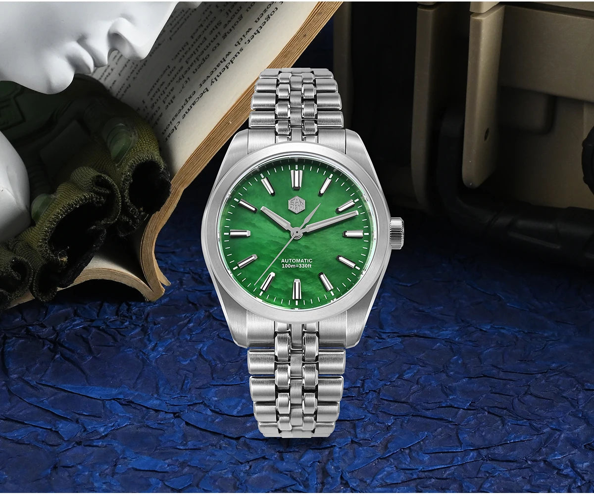San Martin 39mm MOP Dial Sport Gada Watch Luxury Dress Men Miyota 90S5 Automatic Mechanical Wristwatch Waterproof 100m SN0144