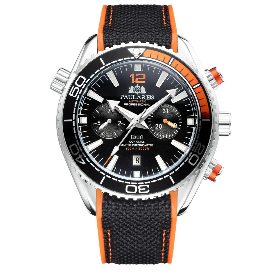 Classic Luxury Men Automatic Watch Multifunction Mechanical Wristwatch Rubber Strap Waterproof Week Date Watches Reloj Hombre
