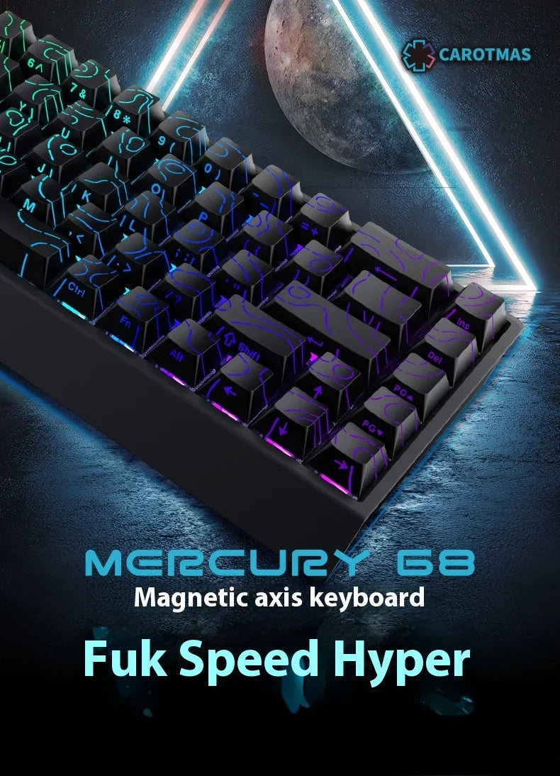 Tastiera meccanica IROK Carotmas Mercury68 con switch magnetici 8K, 68 tasti, RT 0.004mm, bassa latenza, gaming cablata personalizzata per PC, ideale come regalo