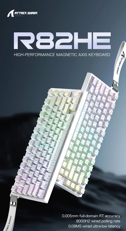 ATTACK SHARK R82HE Gaming Keyboard Magnetic 75% Wired 8000Hz Rapid Trigger ProGamer Keyboard,0.005mm RT Accuracy,0.08ms Latency