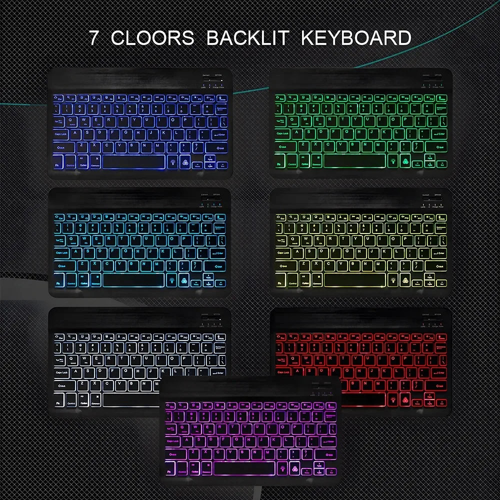 Mini Backlit RGB Bluetooth Wireless Keyboard 2.4G Mouse For Tablet Cell Phone Windows Android iOS Ultra Light Slim iPad Keyboard