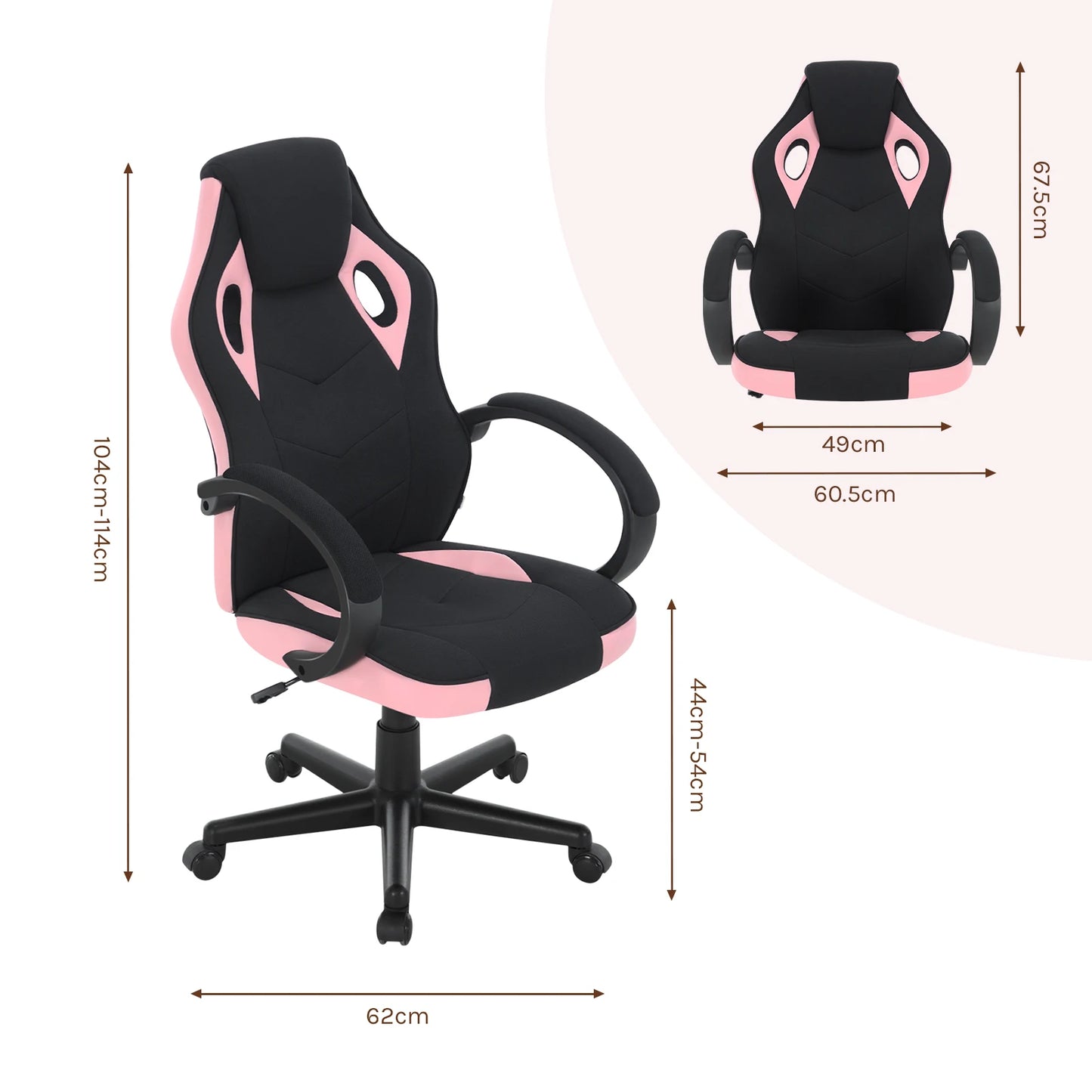 WOLTU Gaming Chair Gamer Armchair Office Computer Chair Ergonomic Design Fabric 360° Swivel Chair Adjustable Height High Back