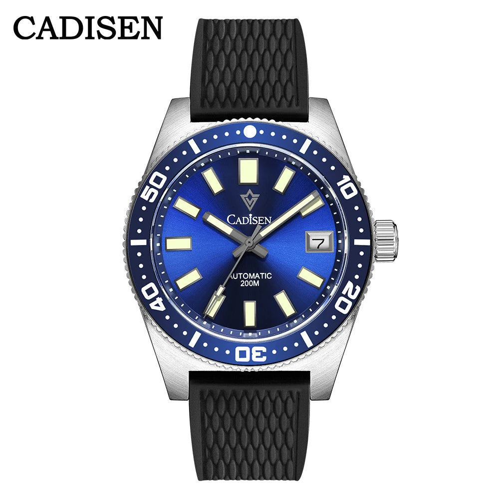 CADISEN New 38mm Diver Mens Watch Japan 8215 Automatic Mechanical Sapphire Glass Date Luminous 100M Waterproof Wrist watch Men