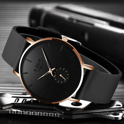 LIGE men’s watch – Sporty and trendy style, luxury brand, water-resistant, sleek and ultra-thin design, men’s quartz watch