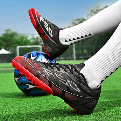 Chaussures de football populaires à tige basse FG/TF, unisexe, pour terrain, entraînement rapide, crampons antidérapants à crampons longs