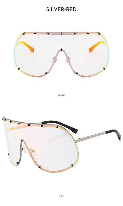 2025 Oversized Metal Rimless Integrated Windproof Sunglasses For Women Trends Y2k Luxury Brand Design Sun Glasses Unisex UV400