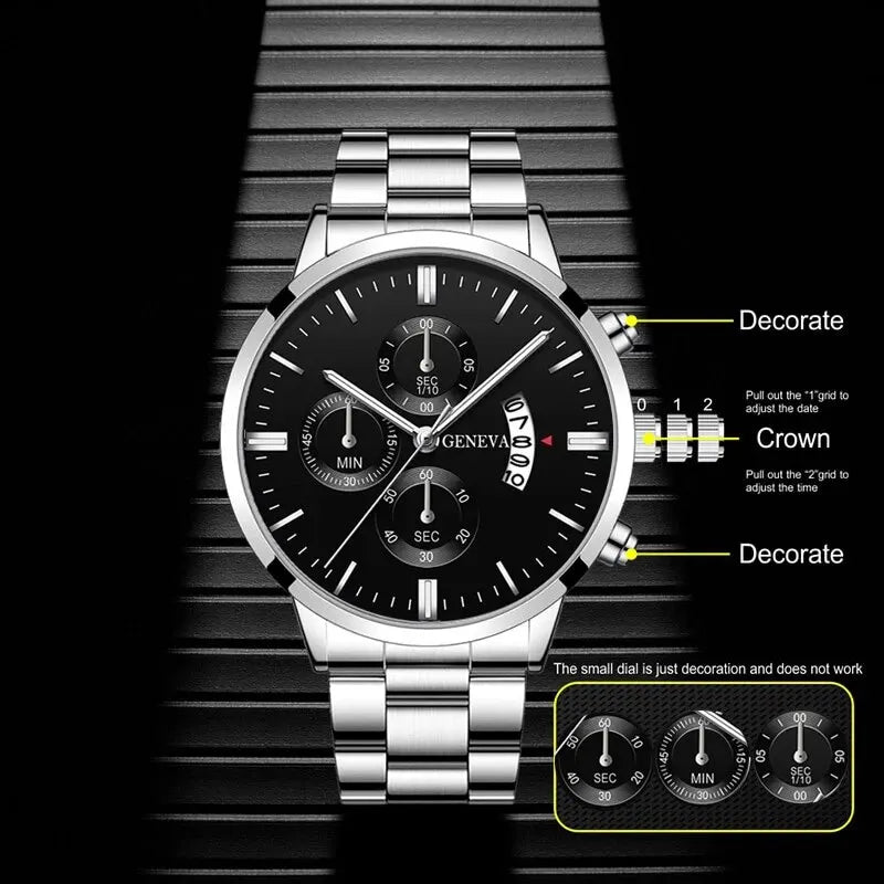 Montre homme tendance, montre-bracelet à quartz de luxe avec calendrier, montres d'affaires, montre pour homme, bracelet pour homme