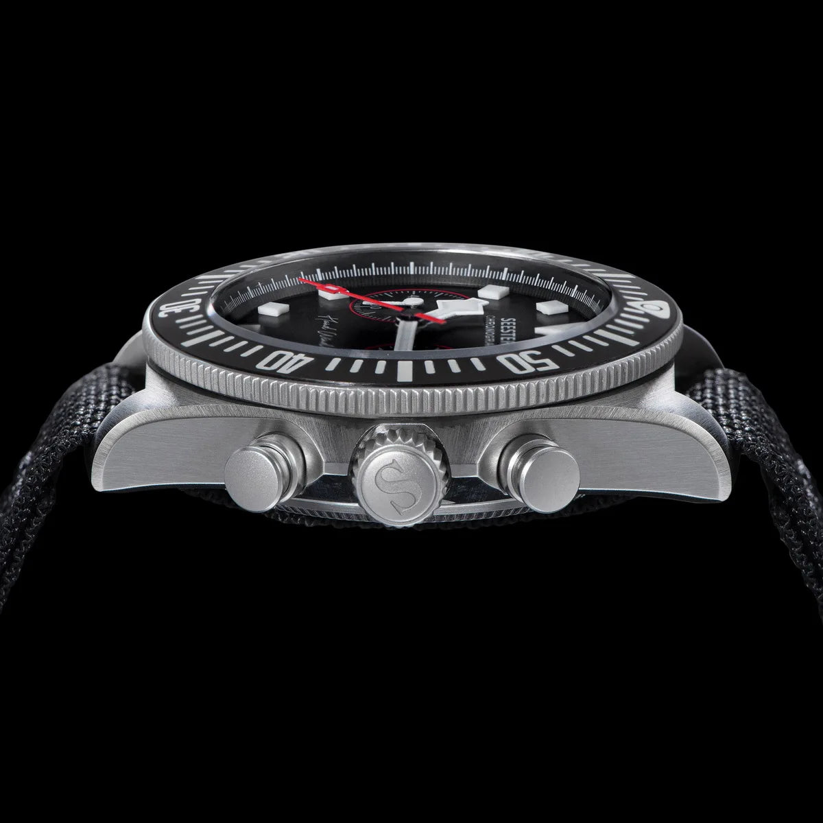 SEESTERN Chronograph Man of Watch Mechanical Tianjin ST1901 Movement Sapphire Wristwatches Nylon Sticker Strap Luminous Skeleton