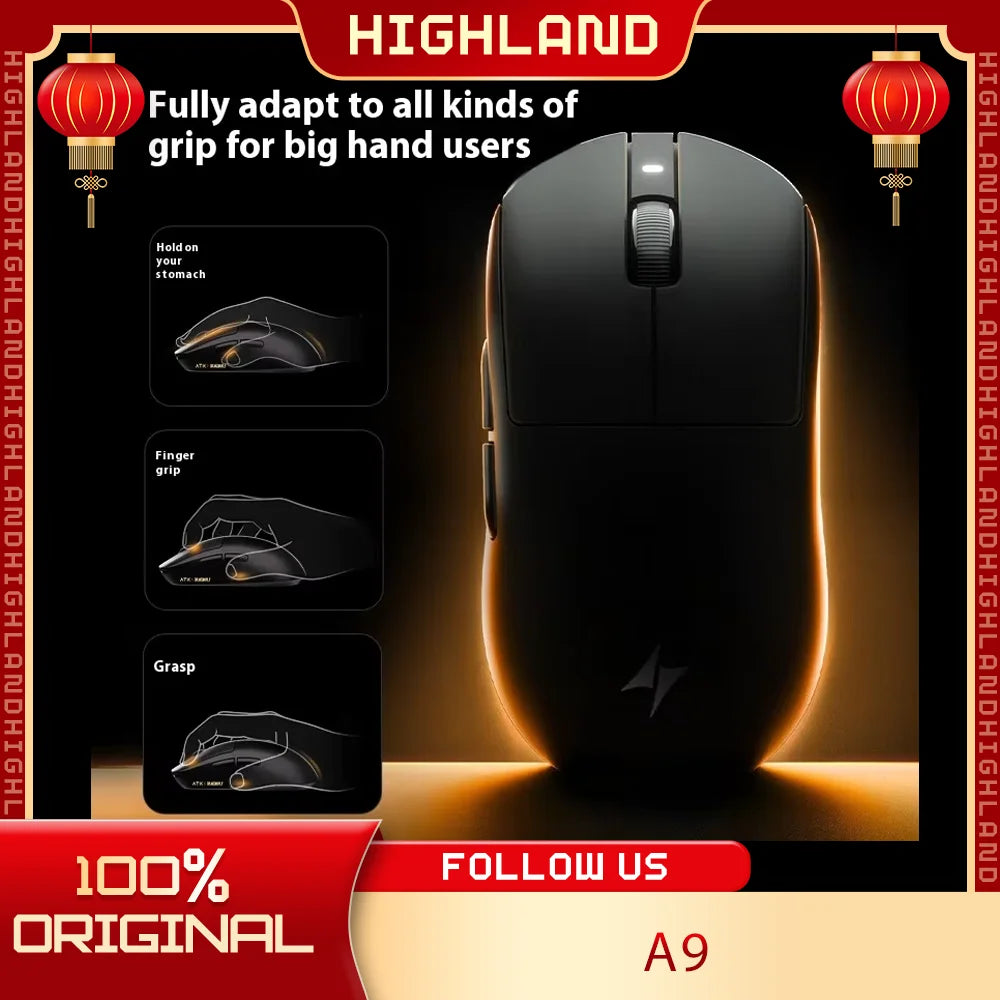 ATK  A9 Plus Gaming Mouse Wireless A9/A9 SE/A9 Pro Tri Mode 8K Gaming Mouse Lightweight A9 Ultimate E-sports PC Gift Customized