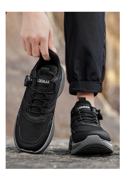 Chaussures de course à boucle rotative pour hommes, baskets respirantes en maille légère, semelle coussinée, antidérapantes, chaussures de marche quotidiennes, 2 couleurs