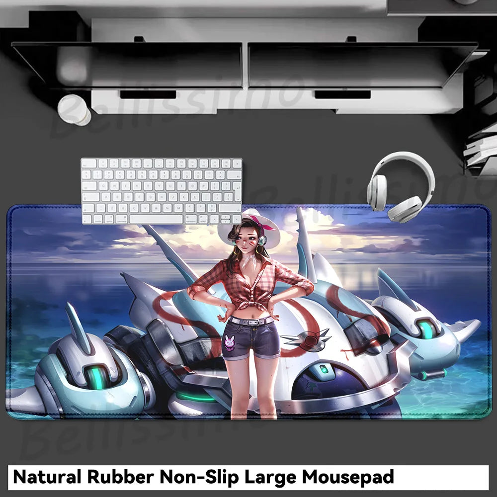 Accessori gaming O-Overwatch D-D.va Tappetino mouse grande Tappetino per tastiera e mouse PC Scrivania XXL Tappetini estesi Gamer Mausepad