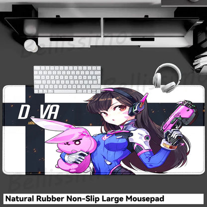 Accessori gaming O-Overwatch D-D.va Tappetino mouse grande Tappetino per tastiera e mouse PC Scrivania XXL Tappetini estesi Gamer Mausepad