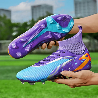 Nouvelles chaussures de football pour hommes, chaussures de sport, chaussures de futsal à cheville haute, chaussures de football de haute qualité, antidérapantes pour intérieur et extérieur, ultralégères, antidérapant
