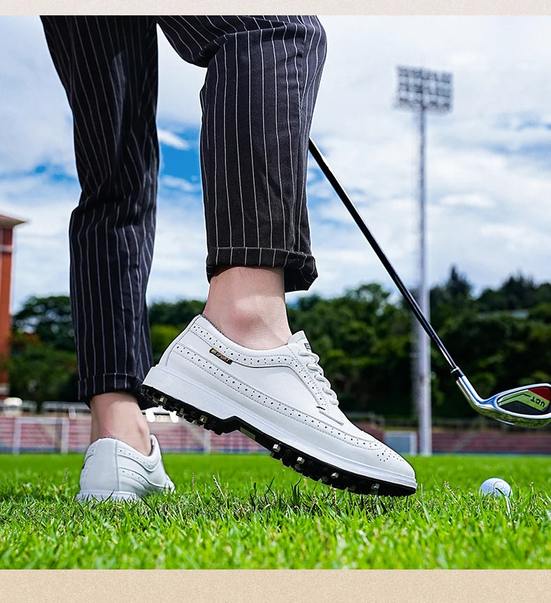 Profesionální pánské golfové boty z vysoce kvalitní kůže, prodyšná sportovní obuv na golfové soutěže a trénink, boty ve větších velikostech 39-47#