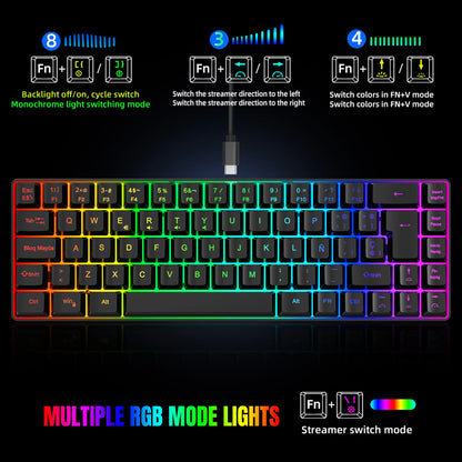 ¡Oferta destacada! Teclado gaming con cable de 69 teclas en español, retroiluminación RGB, diseño compacto al 68%, un accesorio imprescindible para profesionales de oficina y gamers