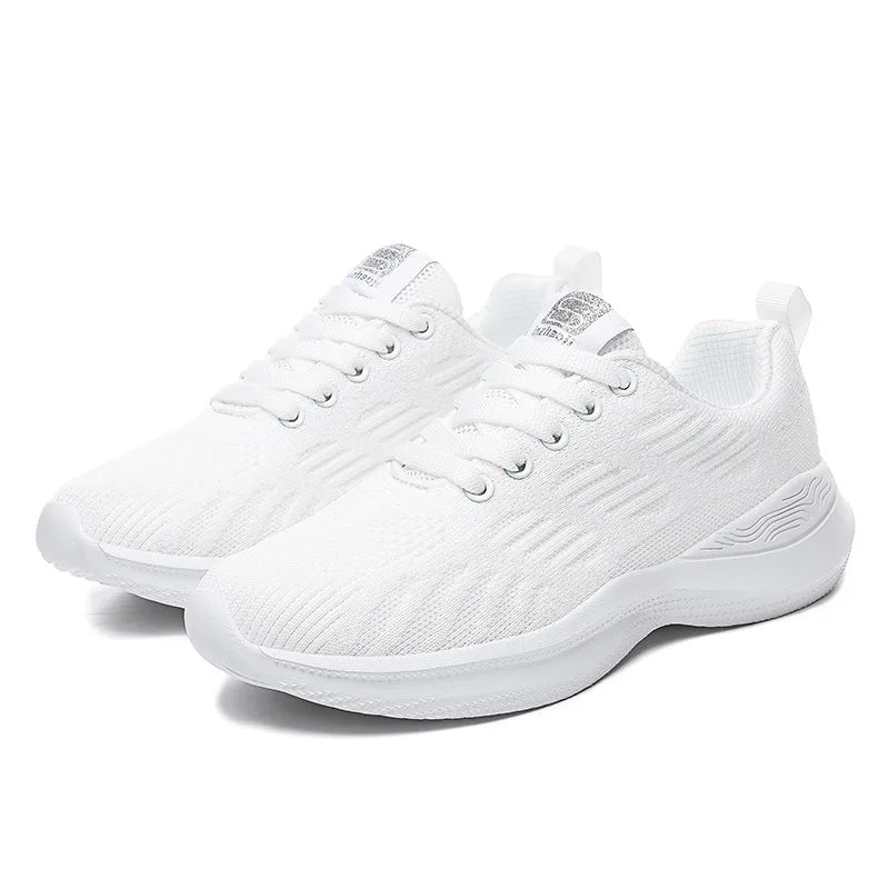 Fashion Women's Lightweight Sneakers Running Outdoor Sports Breathable Mesh Comfortable Air Cushion Lace-Up Shoes
