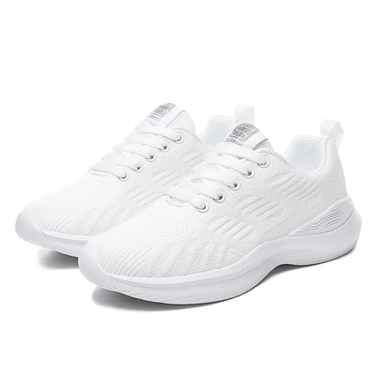 Fashion Women's Lightweight Sneakers Running Outdoor Sports Breathable Mesh Comfortable Air Cushion Lace-Up Shoes