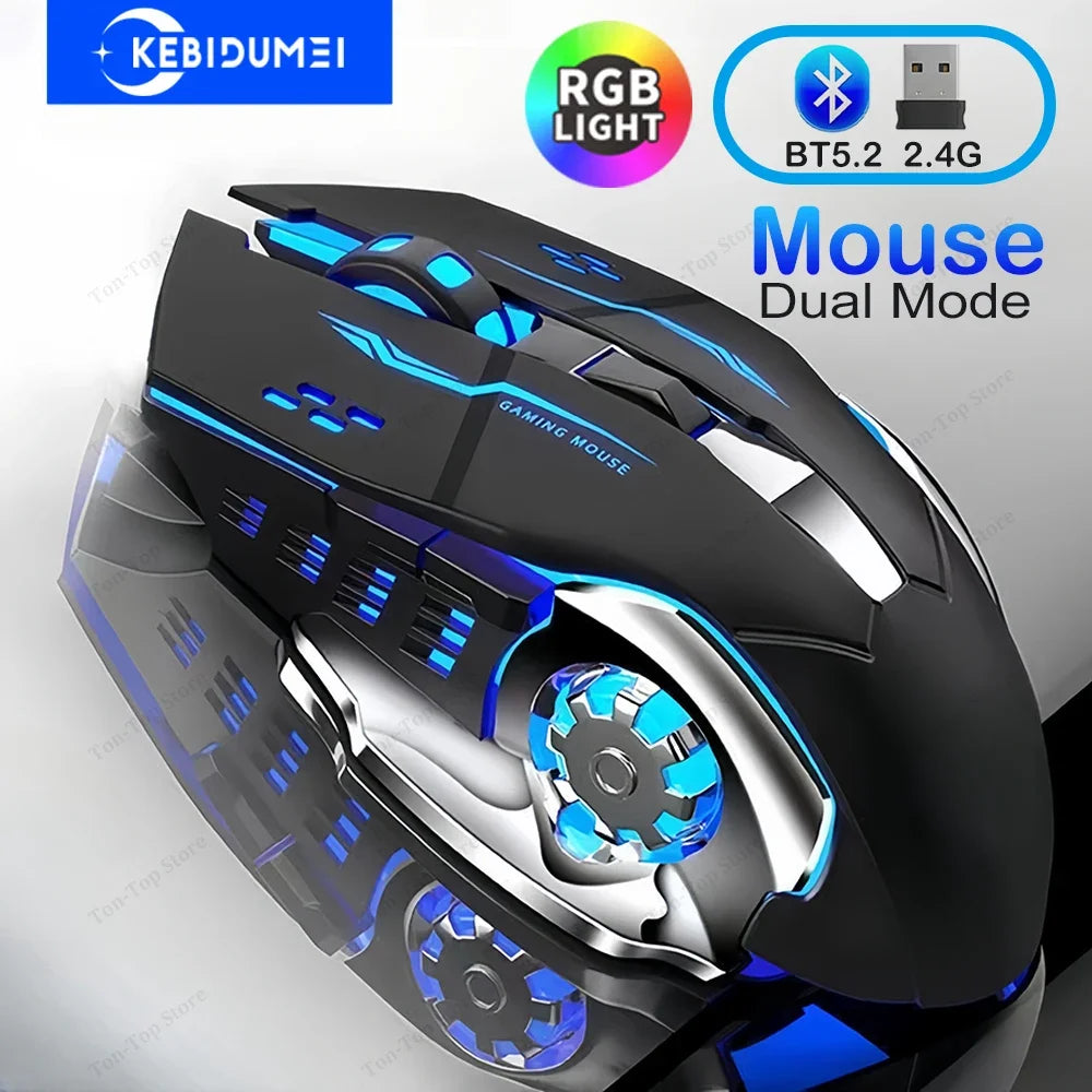 KEBIDUMEI Dual-Mode Bluetooth 5.2 Mouse 2.4G Wireless Mouse RGB Gaming Mouse Rechargeable Silent Mouse 3600 DPI  Mice for Laptop