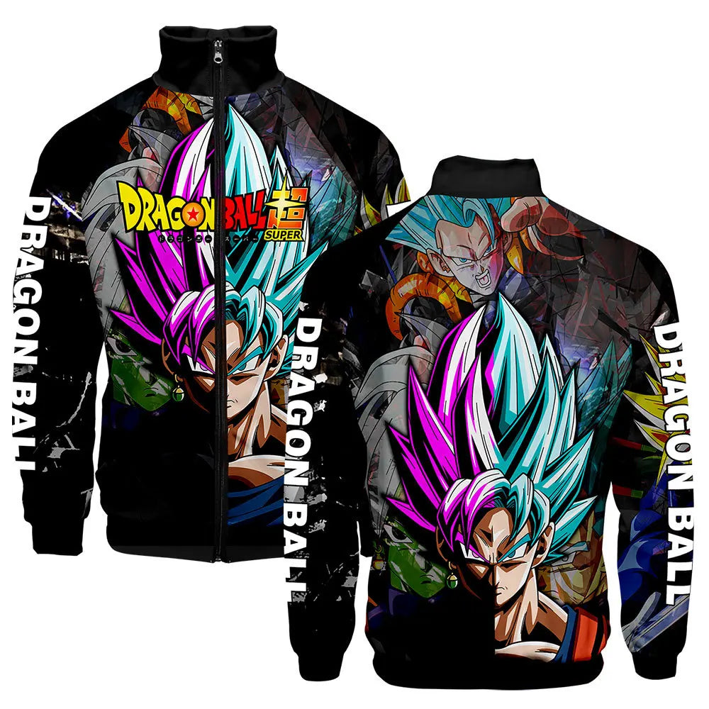 New Fashion Dragon Ball Print Stand Collar Zipper Hoodie Men Women Zipper Hoodies Jackets Long Sleeve Sport Hip Hop Sweatshirts