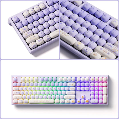 Akko MonsGeek MG108B Bun Wonderland Wireless Mechanical Keyboard MOG Profile RGB 108 Keys Full Size Hot Swap USB / 2.4G / BT 5.0
