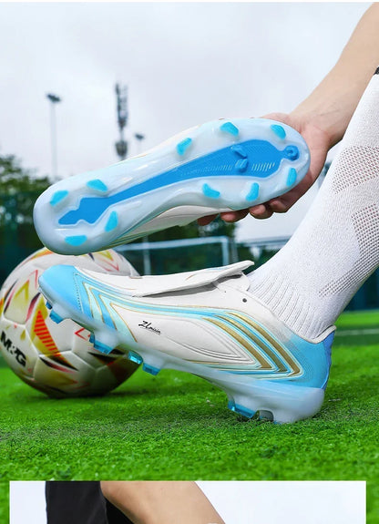 Chaussures de football à crampons longs FG pour hommes, modèle bas, antidérapantes, ultra-légères, pour entraînement et matchs sur gazon naturel en extérieur