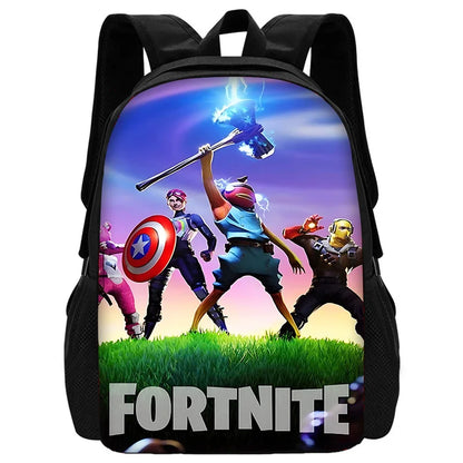 Mochila escolar infantil con bolso de hombro y estuches para lápices, bolsas escolares con diseño de juego popular F-FortniteS para niños y niñas, el mejor regalo