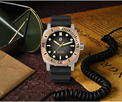 San Martin 42mm Retro Titanium Diver Watch NH35 Automatic Men Mechanical Watches Bronze Bezel Sapphire Luminous Waterproof 200m