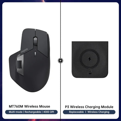 Rapoo MT760/MT760L/MT760Mini/MT760M Rechargeable Multi-mode Bluetooth Wireless Mouse Ergonomic 4000 DPI Support Up to 4 Devices