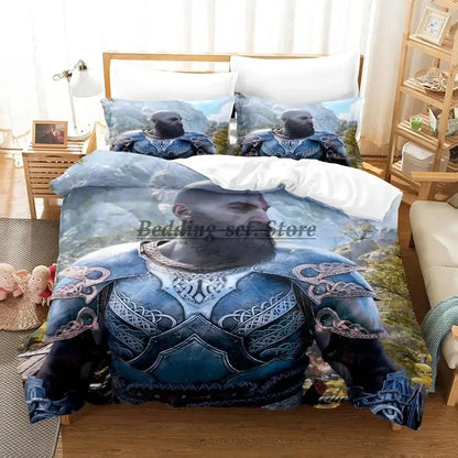 2023 Game God of War Bedding Set Single Twin Full Queen King Size Bed Set Aldult Kid Bedroom Duvetcover Sets Anime Bed Sheet Set
