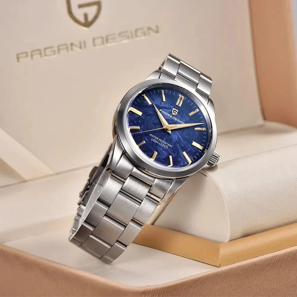 PAGANI DESIGN 40MM Meteorite dial Men Quartz Watches Luxury Business 316L Stainless Steel 100M Waterproof Watch For Men clock